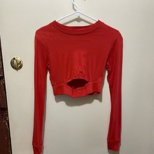 BDG Long Sleeve Croptop with upper midriff peekaboo